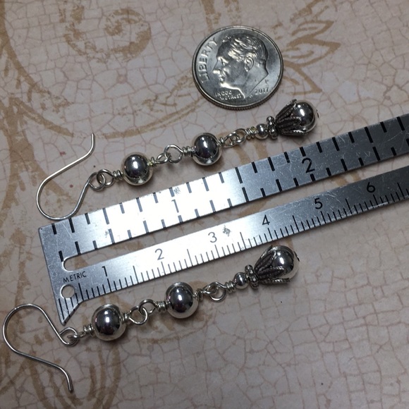 NWOT simple silver lotus earrings sterling wire - Picture 3 of 5